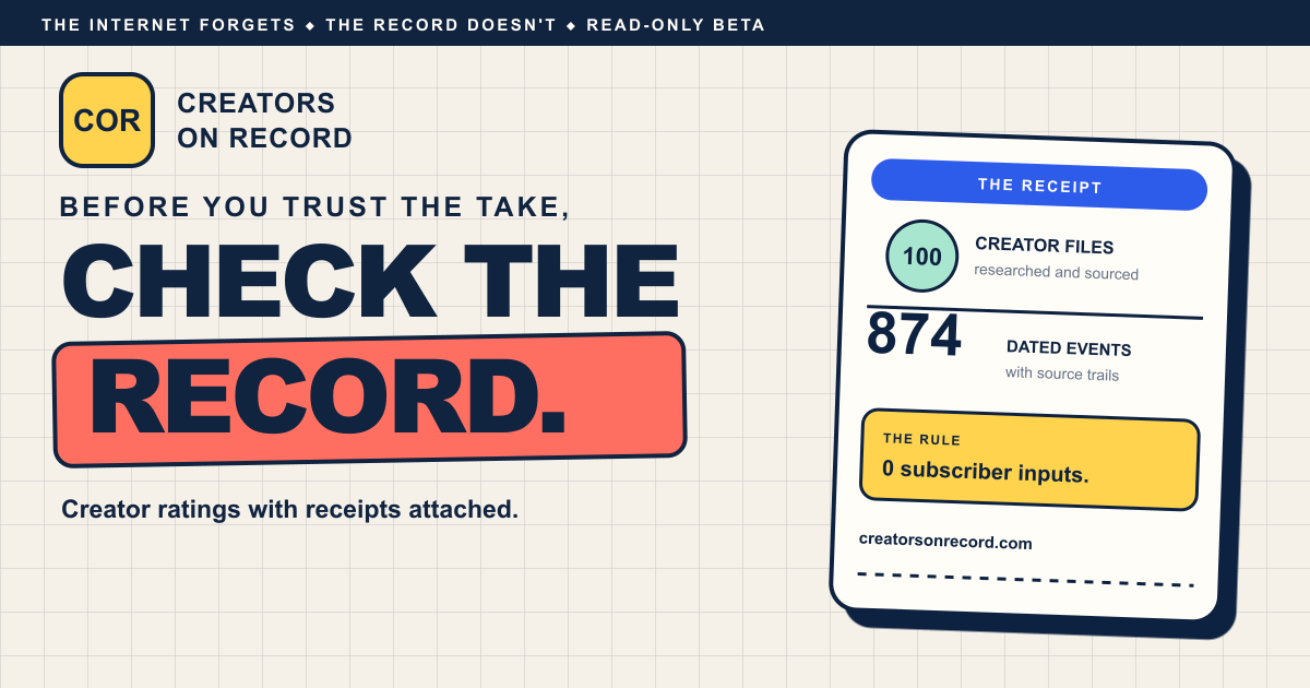 Creators On Record: YouTuber Histories With Receipts! logo